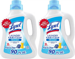 Lysol Laundry Sanitizer Additive | Free & Clear | 0% Bleach | 90 Fl Oz | Pack of 2