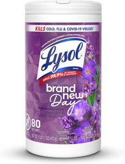 LYSOL Disinfecting Wipes, All Purpose Cleaner, Multi-Surface Antibacterial Cleaning Wipes, Household Cleaning Supplies, Dorm Essentials, Lavender & Cotton Blossom Scent, 80 ct.