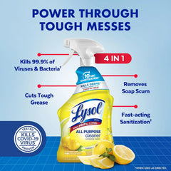 Lysol All Purpose Cleaner Spray, Multi-Purpose Disinfecting Spray, Kitchen & Bathroom Cleaner, Lemon Breeze, Lavender, & Mango Scents, 32oz (Pack of 4)