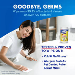 LYSOL Disinfecting Wipes, All Purpose Cleaner, Multi-Surface Antibacterial Cleaning Wipes, Household Cleaning Supplies, Dorm Essentials, Lemon + Mango & Hibiscus + Crisp Linen Scent, 80 ct. (4 Pack)