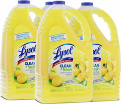 Lysol Multi-Surface Cleaner, Sanitizing and Disinfecting Pour, to Clean and Deodorize, Sparkling Lemon and Sunflower Essence, 144 Fl Oz (Pack of 4)