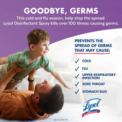 Lysol Disinfectant Spray, Household Cleaning Supplies, Disinfecting Multi-Purpose Room Spray, Antibacterial Sanitizer, Deodorizer, Kills Hantavirus, Lavender & Cotton Blossom, 19 Fl Oz (Pack of 2)