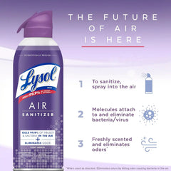 Lysol Air Sanitizer Spray with Bacterial Odor Eliminator for Home & Office, Sanitizing Air Spray, Air Freshener Alternative, Light Breeze Scent, 10 oz (Pack of 3)