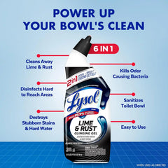 Lysol Lime & Rust Toilet Bowl Cleaner Liquid, For Limescale, Rust & Hard Water Stains, Septic Safe, Clinging Gel, Disinfects, Sanitizes & Deodorizes, Bathroom Cleaning Supplies, 24oz (4 Pack)