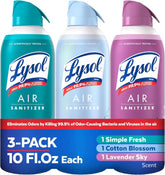 Lysol Air Sanitizer with Bacterial Odor Eliminator for Home & Office, Air Freshener Alternative, Simple Fresh + Cotton Blossom + Lavender Sky, 10 oz (Pack of 3)
