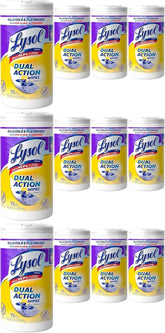 Lysol Dual Action Disinfectant Wipes, Multi-Surface Antibacterial Scrubbing Wipes, For Disinfecting and Cleaning, Citrus Scent, 75ct, Packaging May Vary (Pack of 12)