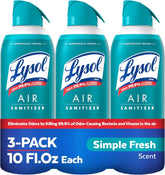 Lysol Air Sanitizer with Bacterial Odor Eliminator for Home & Office, Air Freshener Alternative, Simple Fresh Scent, 10 oz (Pack of 3)