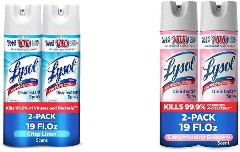 Lysol 2x19oz Crisp Linen + 2x19oz Early Morning Breeze Disinfectant Spray Bundle