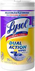 Lysol Dual Action Disinfectant Wipes, Multi-Surface Antibacterial Scrubbing Wipes, For Disinfecting and Cleaning, Citrus Scent, 75ct