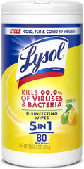 Lysol Disinfectant Wipes, Multi-Surface Antibacterial Cleaning Wipes, for Disinfecting and Cleaning, Lemon and Lime Blossom, 80 Count (Pack of 1)