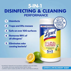 LYSOL Disinfecting Wipes, All Purpose Cleaner, Multi-Surface Antibacterial Cleaning Wipes, Household Cleaning Supplies, Dorm Essentials, Lemon + Mango & Hibiscus + Crisp Linen Scent, 80 ct. (4 Pack)
