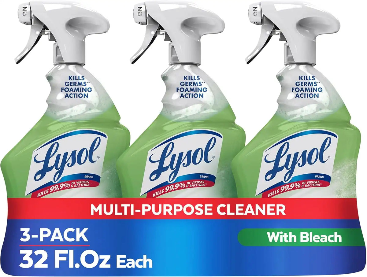 Lysol Multi-Purpose Cleaner Sanitizing and Disinfecting Spray with Bleach,All Purpose Cleaning Spray for Bathrooms and Kitchens,32oz,(Pack of 3)