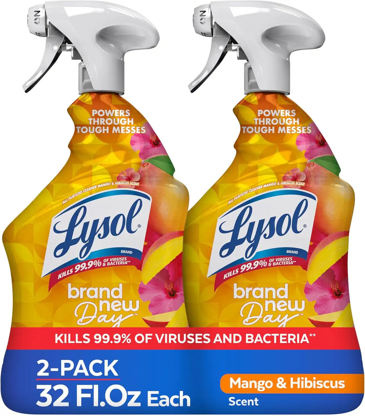 Lysol All Purpose Cleaner Spray, Multi-Purpose Disinfecting Spray, Kitchen & Bathroom Cleaner, Mango & Hibiscus Scent, 32 Fl Oz (Pack of 2)
