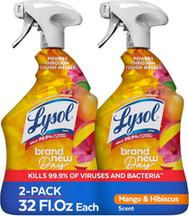 Lysol All Purpose Cleaner Spray, Multi-Purpose Disinfecting Spray, Kitchen & Bathroom Cleaner, Mango & Hibiscus Scent, 32 Fl Oz (Pack of 2)