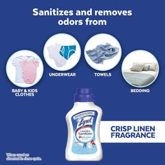 Lysol Disinfectant Laundry Sanitizer & Scent Booster, Detergent Additive, Color Safe Bleach Alternative, Odor Eliminator, Kills Bacteria & Viruses, Crisp Linen Scent, 41 Fl Oz Liquid (Pack of 2)