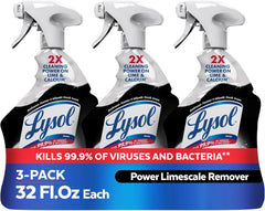 Lysol Power Limescale Remover Bathroom Cleaner Spray, Hard Water Stain Remover, Disinfecting Multipurpose Cleaner for Shower & Bathtub, Tough on Lime & Calcium, 0% Bleach, Atlantic Fresh Scent, 32oz