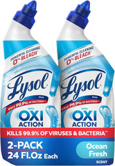 Lysol Toilet Bowl Cleaner Gel, For Cleaning and Disinfecting, Bleach Free, Ocean Fresh Scent, 24oz (Pack of 2)