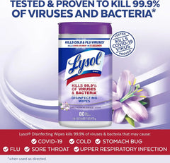 Lysol Disinfectant Wipes, Multi-Surface Antibacterial Cleaning Wipes, Dorm Room Essentials for Disinfecting and Cleaning, Early Morning Breeze, 80 Count (Pack of 6)