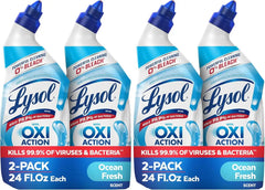 Lysol Toilet Bowl Cleaner Gel, For Cleaning and Disinfecting, Bleach Free, Ocean Fresh Scent, 24oz (Pack of 4)