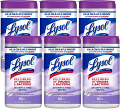 Lysol Disinfectant Wipes, Multi-Surface Antibacterial Cleaning Wipes, Dorm Room Essentials for Disinfecting and Cleaning, Early Morning Breeze, 80 Count (Pack of 6)